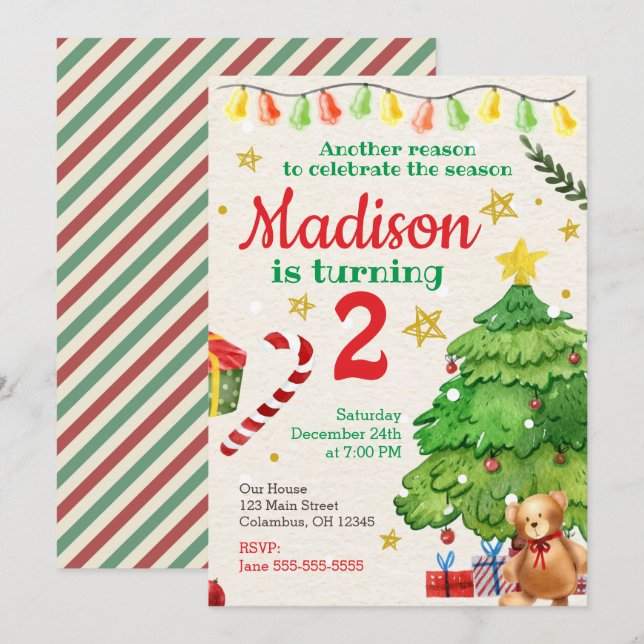 Vintage för inbjudan till julafton (Fram/baksida)