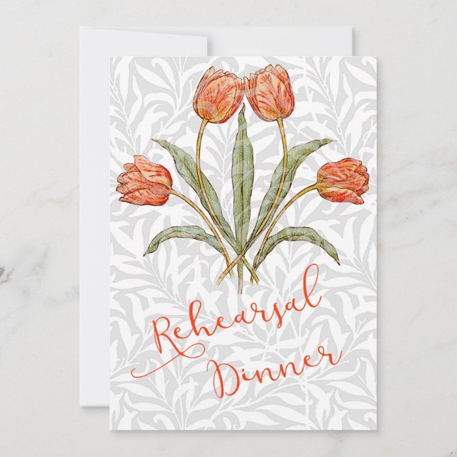 Vintage för inbjudan till repetitionsmiddag blomma (Baksida)