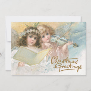 Vintage för julhälsningar Angel Music Violin Joy Julkort