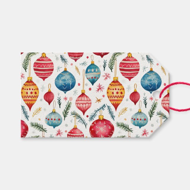 Vintage för julprydnader presentetikett (Framsidan (Horisontell))