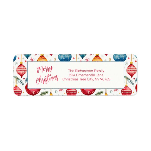 Vintage för julprydnader returadress etikett (Framsidan)