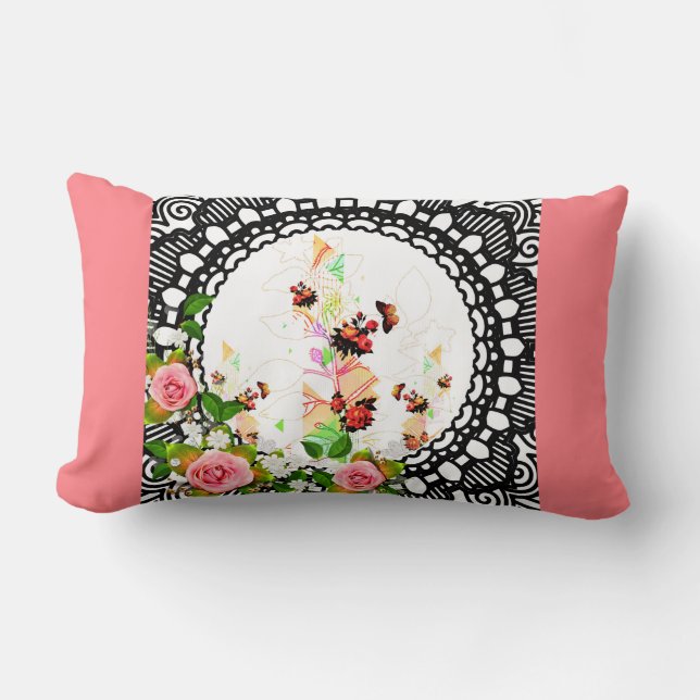 Vintage för kollage lumbarkudde (Framsida)