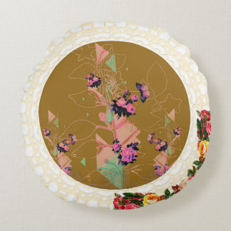 vintage för kollage rund kudde