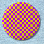 Vintage för kontrollerbar kontrollpanel för Lila G Knapp<br><div class="desc">Vintage Neon Lila and Gult Checkboard</div>