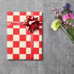 Vintage för kontrolltavla för papaya och Red Check Presentpapper<br><div class="desc">Papper radbrytning av Vintage med kontrollkort och rödkontrollerbord</div>