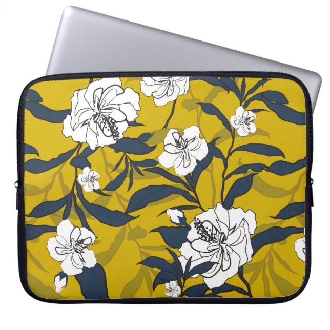Vintage för konturblomning. ånga laptop fodral (Framsidan)