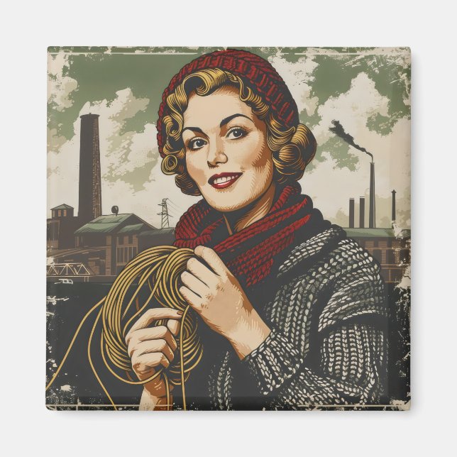 Vintage för kvinna och linje magnet (Framsidan)