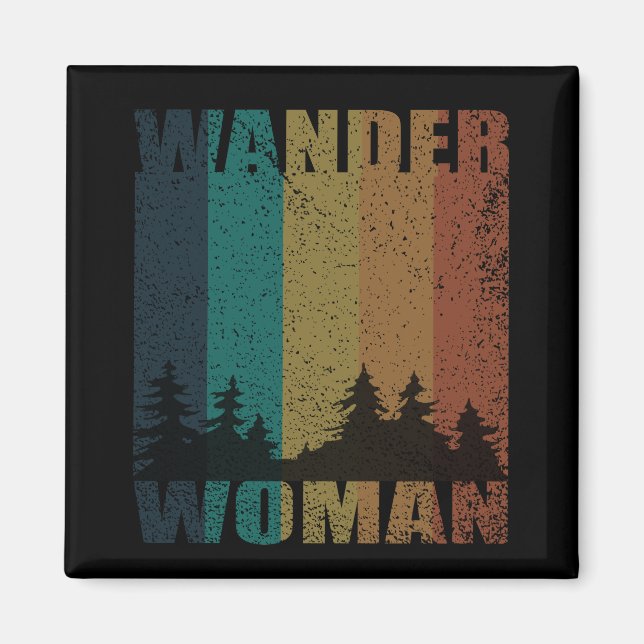 Vintage för kvinnojakt på camping magnet (Framsidan)