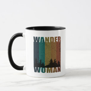 Vintage för kvinnojakt på camping mugg
