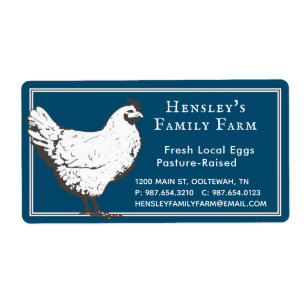 Vintage för lantbruk Hen Blue Egg Carton Label Fraktsedel