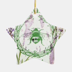vintage för lavender-lavender-chic fransk land julgransprydnad keramik
