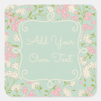 Vintage för mynta och Rosa Fyrkantigt Klistermärke