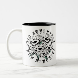 Vintage för nya Äventyr-minnen, Blommigt, sommar Två-Tonad Mugg