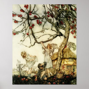 Vintage för plockning av äppelfil i storybook poster