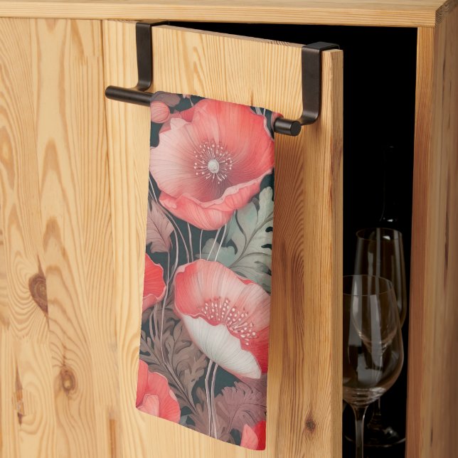 Vintage för poppies kökshandduk (Thirds Fold)
