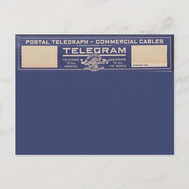 Vintage för posttelegram vykort (Framsida)