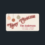 Vintage för prydnadsföremål, typografi God jul Adressetikett<br><div class="desc">Vintage Red calligraphy God jul design. Sofistikerad och konstnärlig sammansättning av färg. Ett modernt,  unikt grafiskt konstverk som skapats för dig. Du kan anpassa den här produkten genom att lägga till ditt eget namn-smeknamn eller monogram eller genom att ändra text. Perfekter för unika utformningar i älskare.</div>
