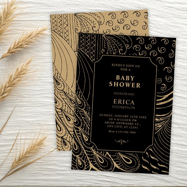 Vintage för prydnadskonstbabydusch inbjudningar (Skapare uppladdad)