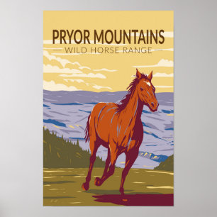 Vintage för Pryor Mountains Vild Horse Range Poster