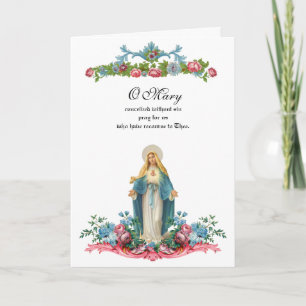 Vintage för religiösa Blsed Virgin Mary Blommigt Kort