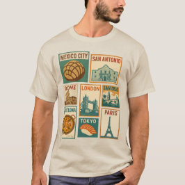 Vintage för resestäder i Postage Frimärke Aestheti T Shirt