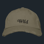 Vintage för Rustik Vild, Oliv grönt Coola för offe Broderad Keps<br><div class="desc">En söt Personlig Disted Oliv grönt Chino Twill Cap,  svart broderier,  med citatet,  Vild. Ett inspirerande tillbehör och en födelsedagspresent till roligten.</div>