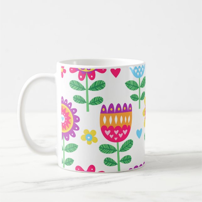 Vintage för schaktblommor, färgad Mönster Kaffemugg (Vänster)