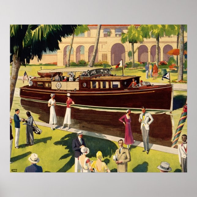 Vintage för sjömotorbåtar - Antique Nautical Nauti Poster (Framsidan)