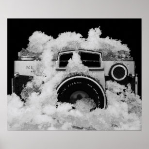 Vintage för svartvit fotografi i Snö Poster