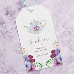 Vintage för Tack av Möhippa för tea-Blommigt Presentetikett