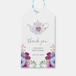 Vintage för Tack av Möhippa för tea-Blommigt Presentetikett