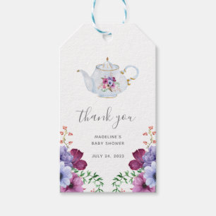 Vintage för Tack av Möhippa för tea-Blommigt Presentetikett