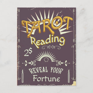 Vintage för Tarot Reader-utskrift Vykort