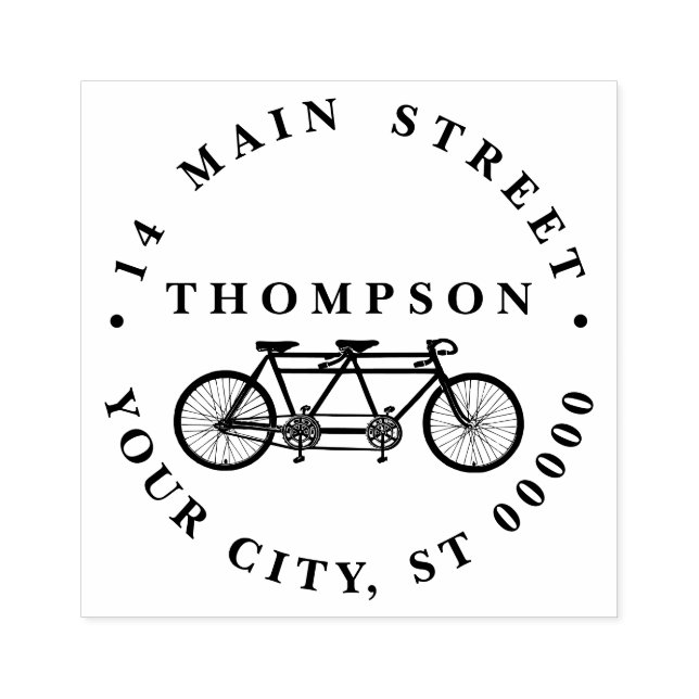 Vintage för två/Tandem Bike Adress Stämpel (Tryck)