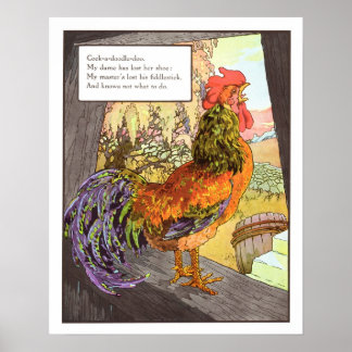 Vintage för utskrift av hemlig utskrift - Cockerel Poster