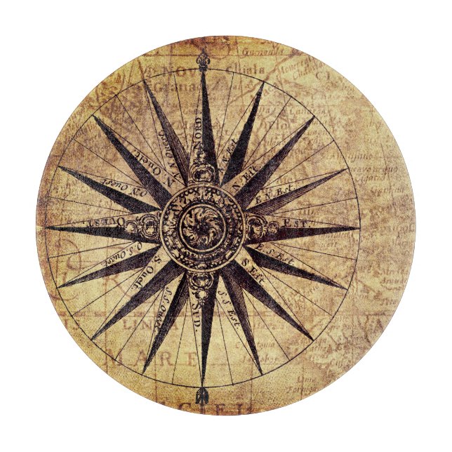 Vintage för världskarta över kompasticeringsålder (Framsidan)