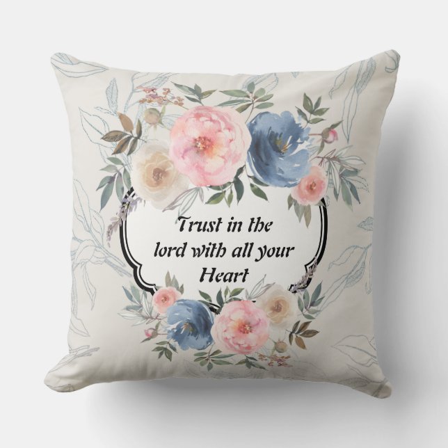 Vintage för vattenfärgsplagg Blommigt Luxury Pillo Kudde (Framsida)