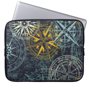 Vintage för vintage av kompass för sjömanskompass laptop fodral