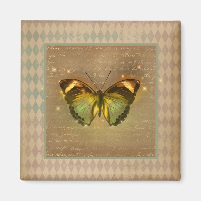 Vintage Förändrad fjäril Magnet (Framsidan)