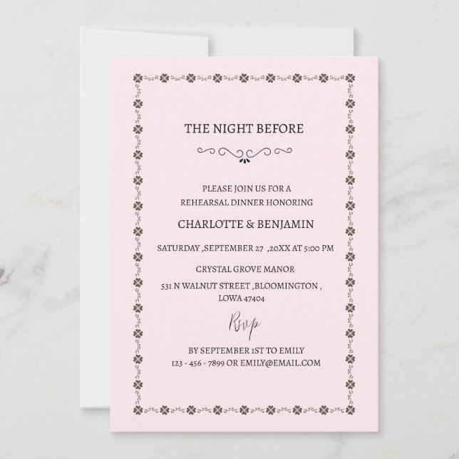 Vintage före Bröllop-middagen Inbjudningar (Framsida)