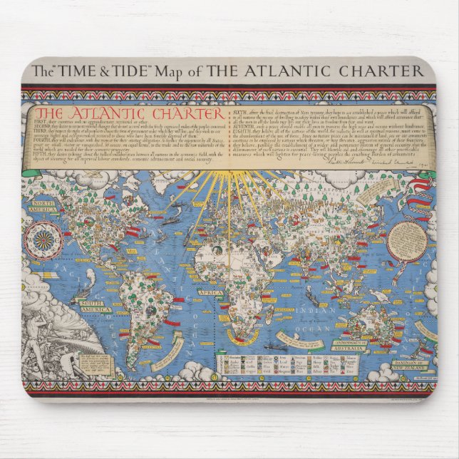 Vintage Förenta nationerna/Atlantpakten karta Musmatta (Framsidan)