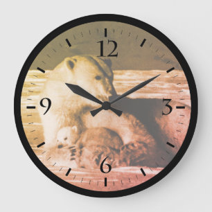 Vintage Förenta staterna Alaska mor polar björn Wa Stor Klocka