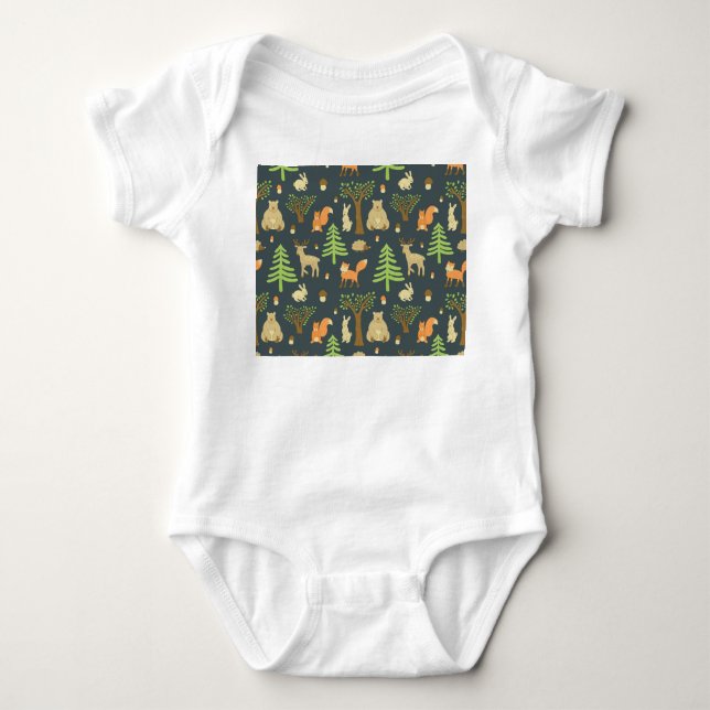 Vintage Forest Animals, Barns Mönster. T Shirt (Framsida)
