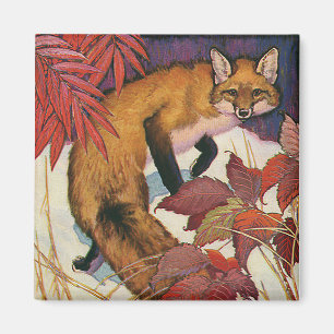 Vintage Forest Creaters Red Fox Vild Animal Magnet