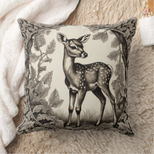 Vintage Forest Fawn Botanical Baby Hjort