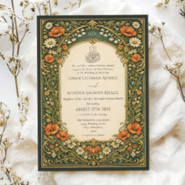 Vintage Forest Floral Art Nouveau Islamic Wedding Inbjudningar
