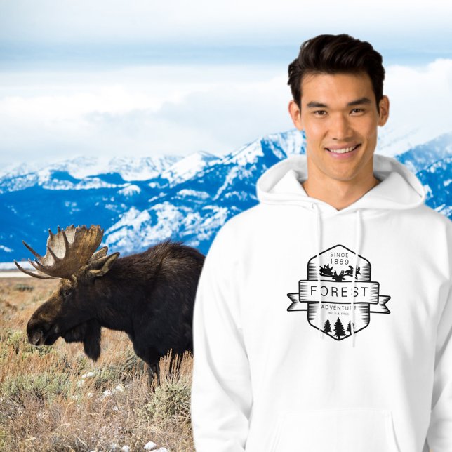 Vintage Forest Moose Badge Hoodie (Skapare uppladdad)
