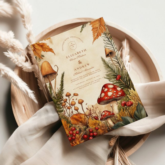 Vintage Forest Mushroom Bröllop Inbjudningar (Skapare uppladdad)