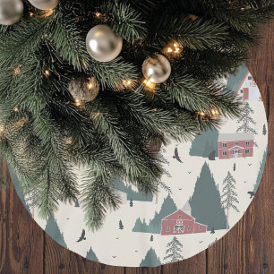 Vintage Forest Winter Julgransmatta Borstad Polyester
