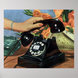 Vintage-företag, Antik telefon med roterande urtav Poster